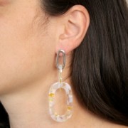 64x26mm Acetate XXL link pendant - Tortoiseshell Transparent - Gold x1