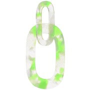 64x26mm Acetate XXL link pendant - Tortoiseshell Transparent - Neon green x1