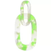 64x26mm Acetate XXL link pendant - Tortoiseshell Transparent - Neon green x1