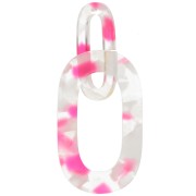 64x26mm Acetate XXL link pendant - Tortoiseshell Transparent - Neon pink x1|raw }}