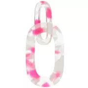 64x26mm Acetate XXL link pendant - Tortoiseshell Transparent - Neon pink x1