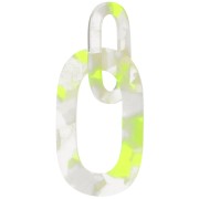 64x26mm Acetate XXL link pendant - Tortoiseshell Transparent - Neon yellow x1