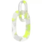 64x26mm Acetate XXL link pendant - Tortoiseshell Transparent - Neon yellow x1