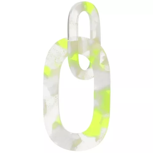 64x26mm Acetate XXL link pendant - Tortoiseshell Transparent - Neon yellow x1