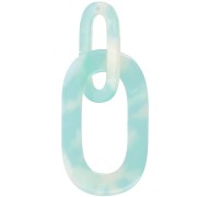 64x26mm Acetate XXL link pendant - Tortoiseshell - Mint - white peal x1