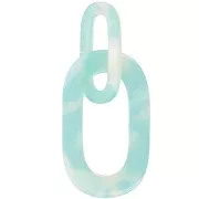 64x26mm Acetate XXL link pendant - Tortoiseshell - Mint - white peal x1