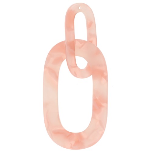 64x26mm Acetate XXL link pendant - Tortoiseshell - Salmon - White pearl x1
