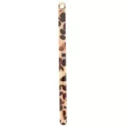 40x2.5mm Pendant bar - Mottled Dark Brown - Cream x1