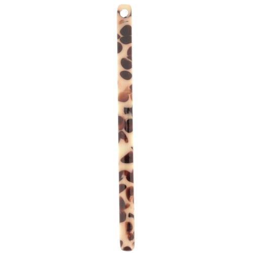 40x2.5mm Pendant bar - Mottled Dark Brown - Cream x1