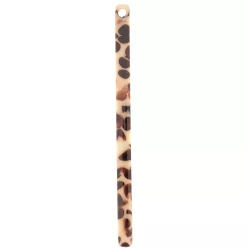 40x2.5mm Pendant bar - Mottled Dark Brown - Cream x1
