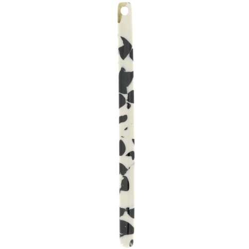 40x2.5mm Pendant bar - Mottled Black - Beige x1