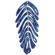 71x28mm Leaf pendant - Tortoiseshell - Midnight blue pearl x1