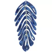 71x28mm Leaf pendant - Tortoiseshell - Midnight blue pearl x1