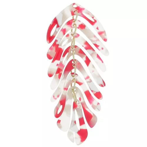 71x28mm Leaf pendant - Tortoiseshell - Red x1