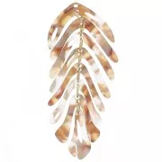 71x28mm Leaf pendant - Tortoiseshell - Multi brown - grey pearl x1