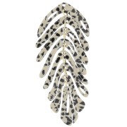71x28mm Leaf pendant - Mottled Black - Beige x1|raw }}
