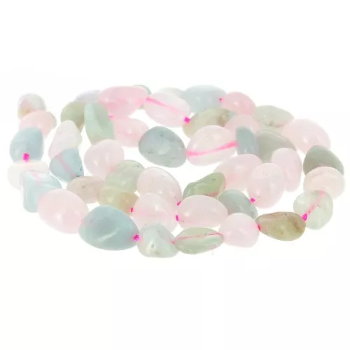 Irregular 6–8 mm gemstone nugget beads - Morganite x40 cm