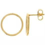 15mm Hollow Hoop EarStuds - Fine Gold Plated x2
