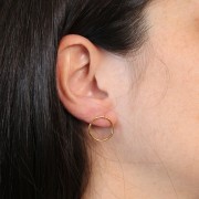 15mm Hollow Hoop EarStuds - Fine Gold Plated x2