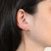 20mm Hollow Hoop EarStuds - Fine Gold Plated x2
