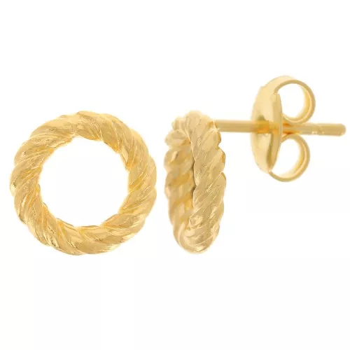 10mm earStuds hollow circle twisted effect - Fine Gold-plated x2