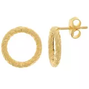 14mm hollow circle twisted effect earStuds - Fine Gold-plated x2