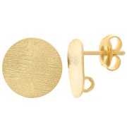12mm Round irregular stud earrings striated effect - Fine Gold-plated x2|raw }}