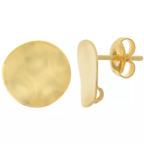 12mm Round irregular earstuds with open hoop - Fine Gold-plated x2
