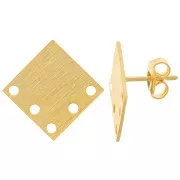 18mm Rhombus earstuds with 5 holes - Fine Gold-plated x2