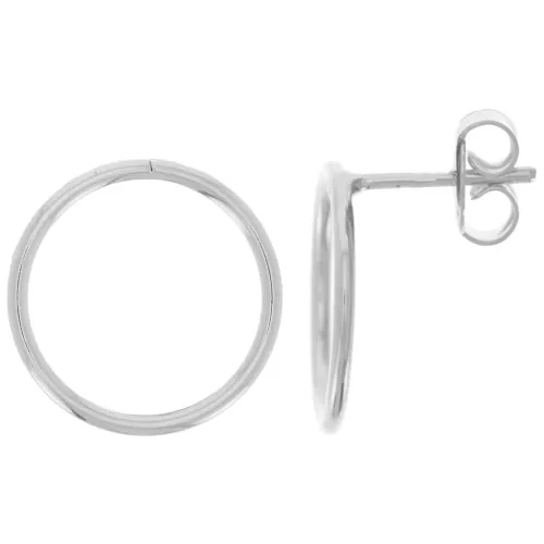 15mm Hollow Hoop EarStuds - Placage argent fin x2