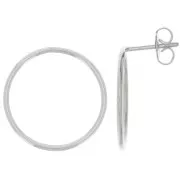 20mm Hollow Hoop EarStuds - Fine Silver plated x2