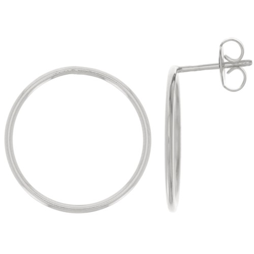 20mm Hollow Hoop EarStuds - Fine Silver plated x2