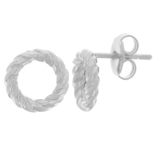 10mm earStuds hollow circle twisted effect - Fine silver plated x2