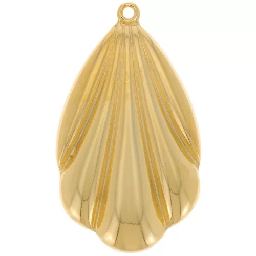 33x19mm Domed shell pendant - Fine Gold Plated x1