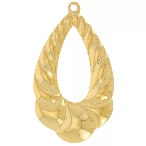 33x19mm Domed hollow drop pendant braided effect - Fine Gold Plated x1