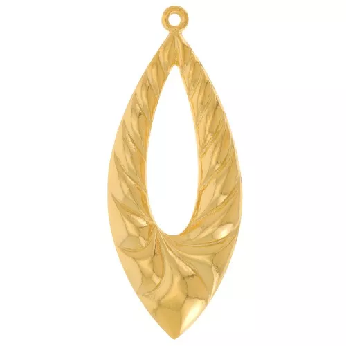 40x16.5mm Domed hollow drop braided effect pendant - Fine Gold Plated x1