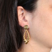 40x16.5mm Domed hollow drop braided effect pendant - Fine Gold Plated x1