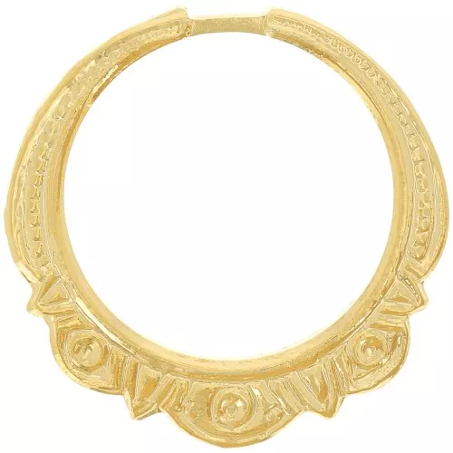 22mm hollow circle pendant with ethnic pattern - Fine Gold Plated x1
