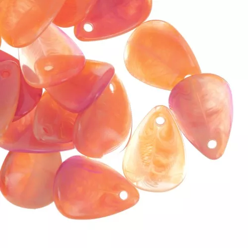 17mm acrylic curved flower petals Marbled orange - Fuchsia x15