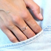 925 Sterling Silver Adjustable double zircon ring S54 to S56 - Crystal x1