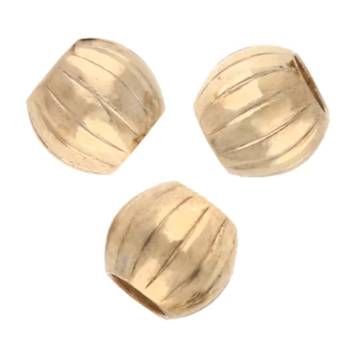 3mm Striated round beads - Gold filled x10