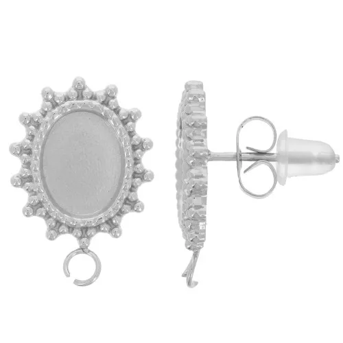 16x11mm 304L stainless steel Oval earstuds for 8x6mm cabochon x2