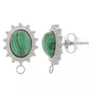 16x11mm 304L stainless steel Oval earstuds for 8x6mm cabochon x2