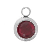 Janvier 6 mm zirconium oxide birthstone charm - 304L stainless steel - Siam