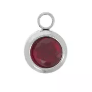 Janvier 6 mm zirconium oxide birthstone charm - 304L stainless steel - Siam