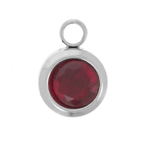 Janvier 6 mm zirconium oxide birthstone charm - 304L stainless steel - Siam