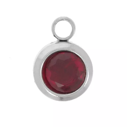 Janvier 6 mm zirconium oxide birthstone charm - 304L stainless steel - Siam