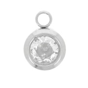 Birthstone charm 6mm zirconium oxide Avril - Stainless steel 304L - Crystal|raw }}