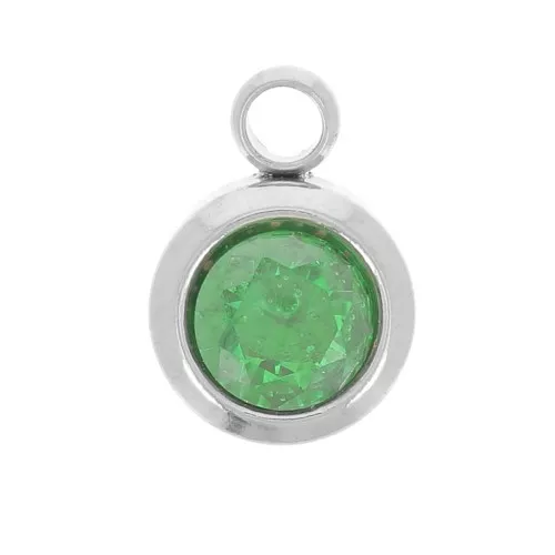 Mai 6 mm zirconium oxide birthstone charm - 304L stainless steel - Emerald