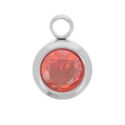 Birthstone charm 6 mm zirconium oxide July 304L stainless steel - Ruby|raw }}
